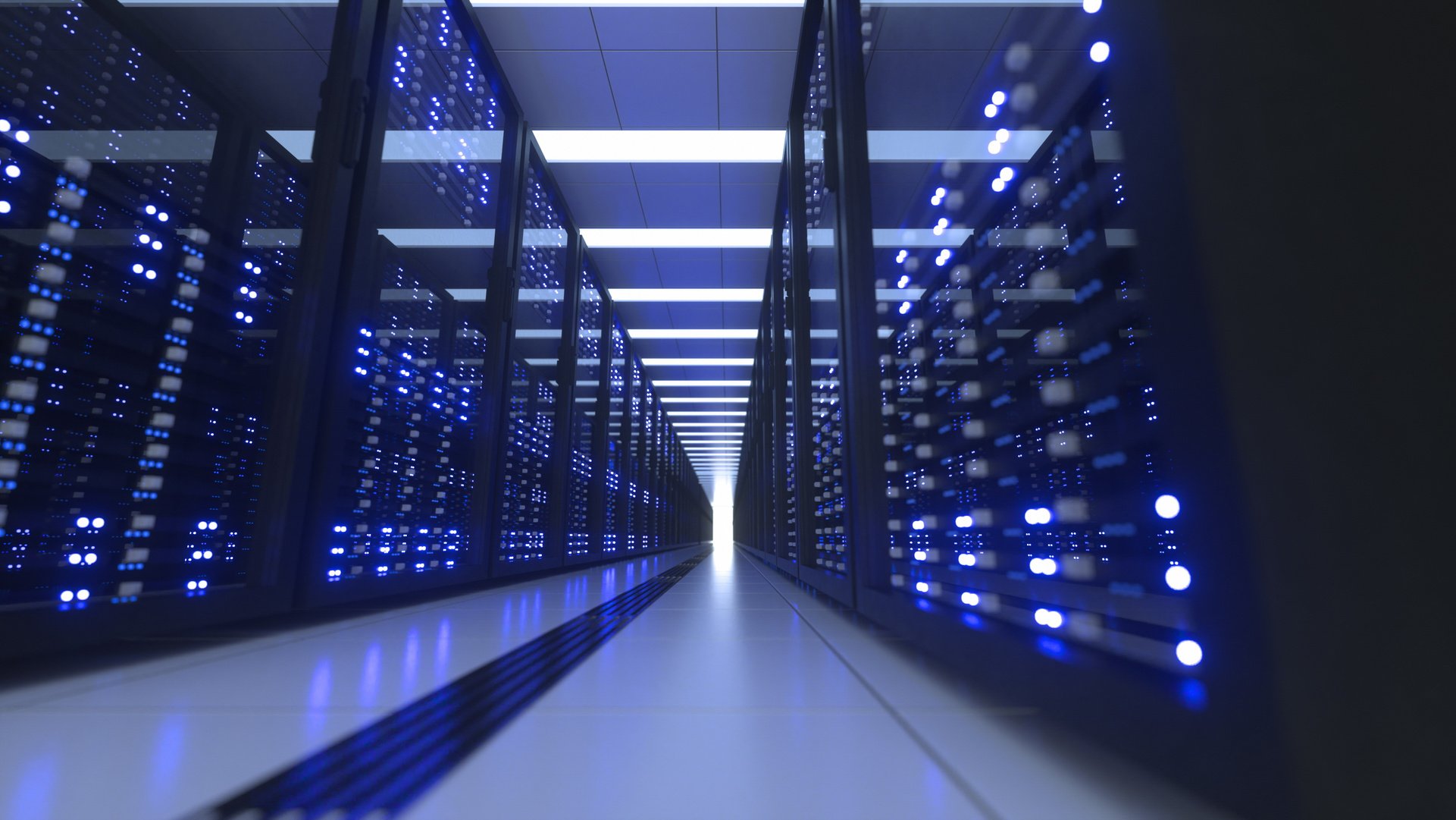 Data Center Computer Racks in Network Security Server Room Crypt